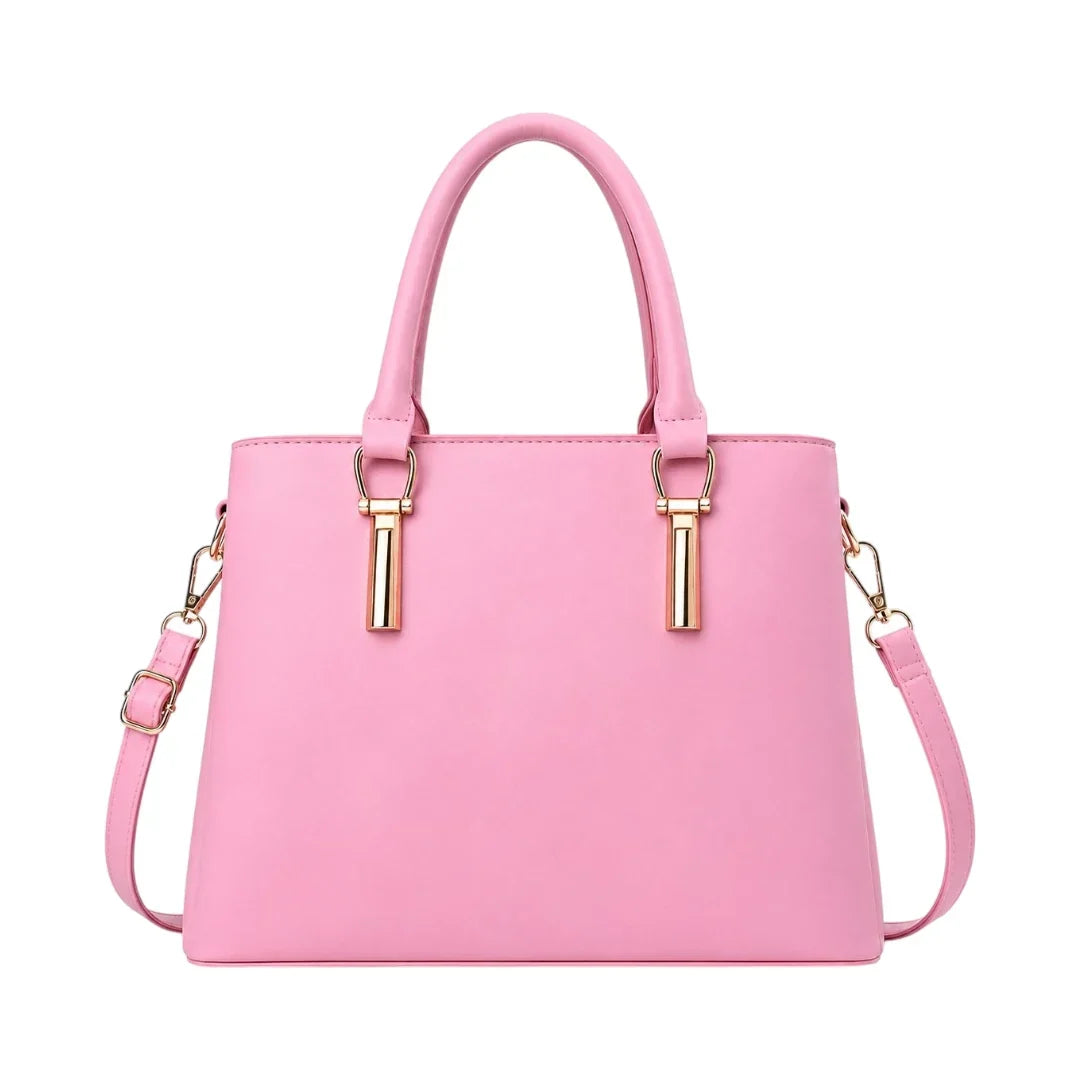 General Birchmark Blush Pink Shoulder Bag with gold-tone hardware, front view