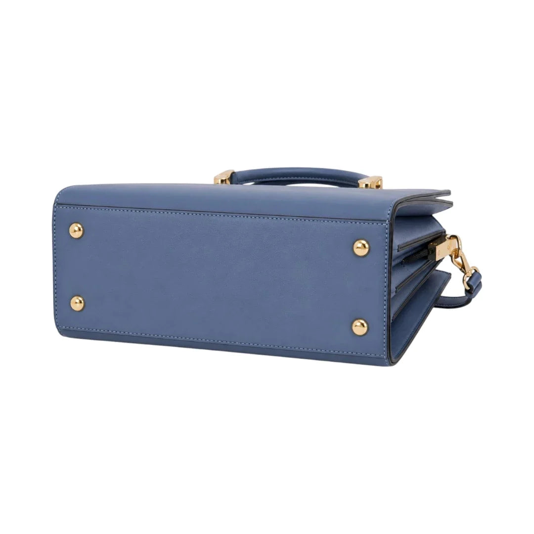 General Birchmark Cobalt Blue Dual-Handle Shoulder Bag, twin rolled handles detail