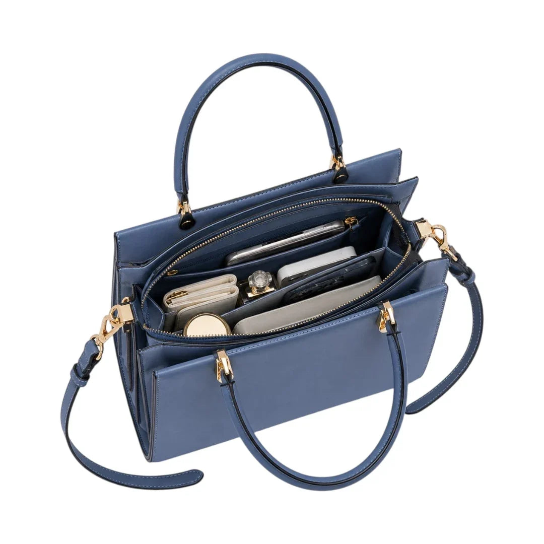 General Birchmark Cobalt Blue Dual-Handle Shoulder Bag, lined interior