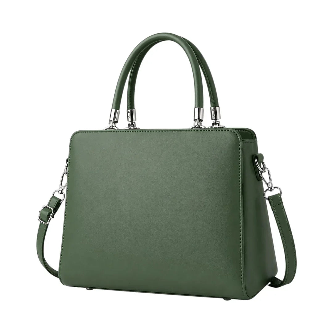 General Birchmark Emerald Green Shoulder Bag, three-quarter view with detachable strap