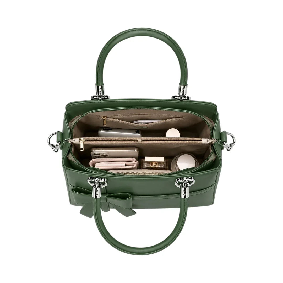 General Birchmark Emerald Green Shoulder Bag, lined interior with slip pocket