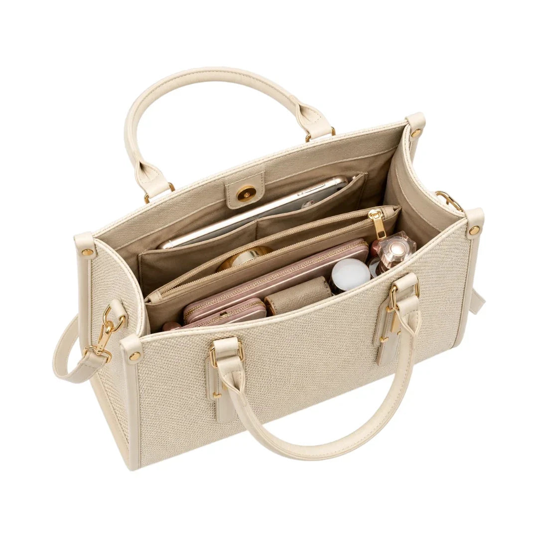 General Birchmark Ivory Textured Shoulder Bag, side profile