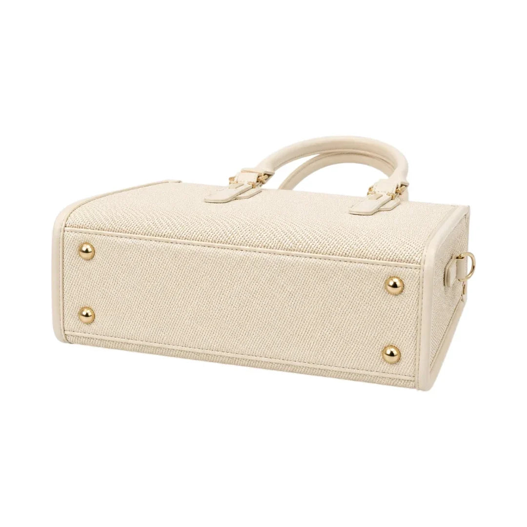 General Birchmark Ivory Textured Shoulder Bag, woven texture close-up