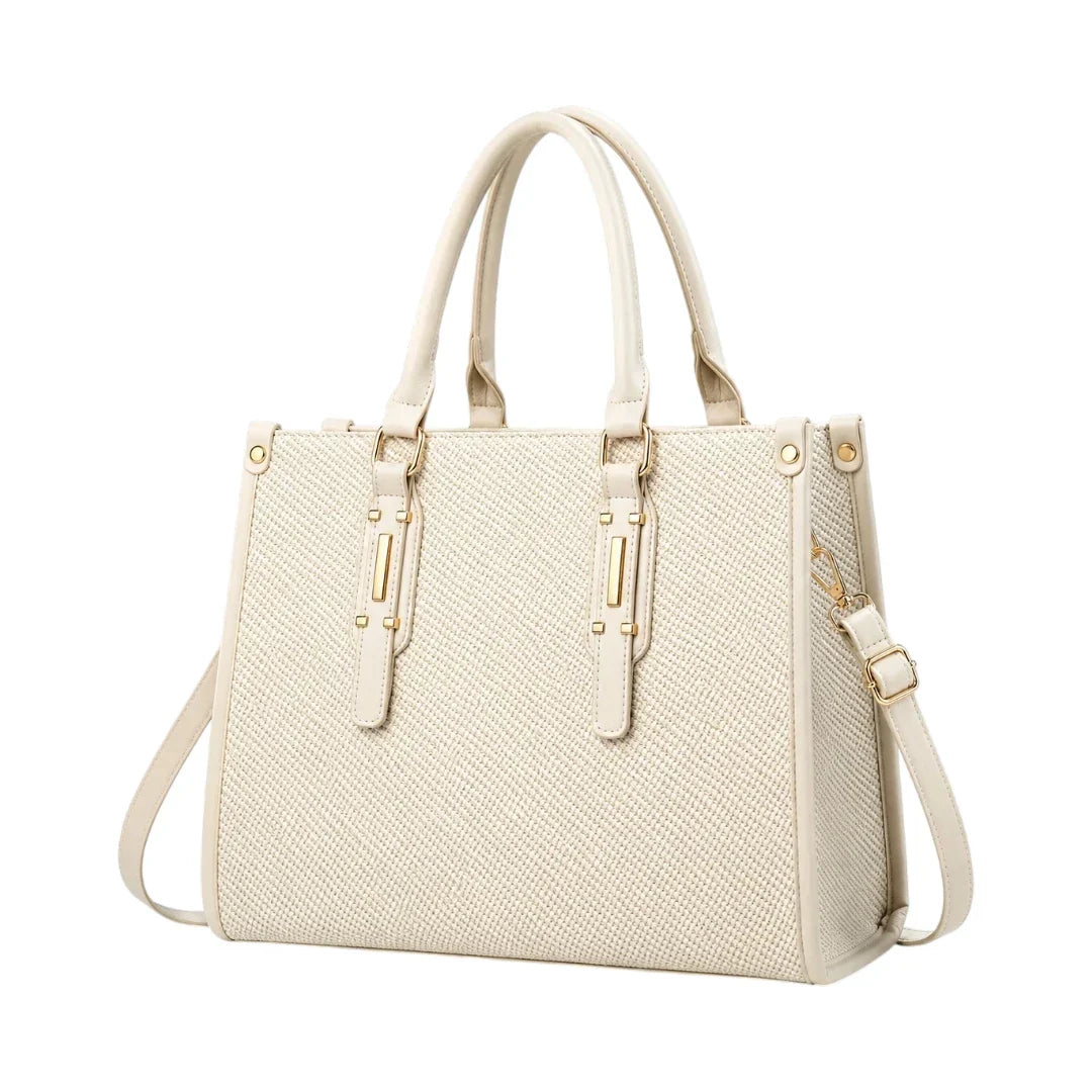 General Birchmark Ivory Textured Shoulder Bag, lined interior