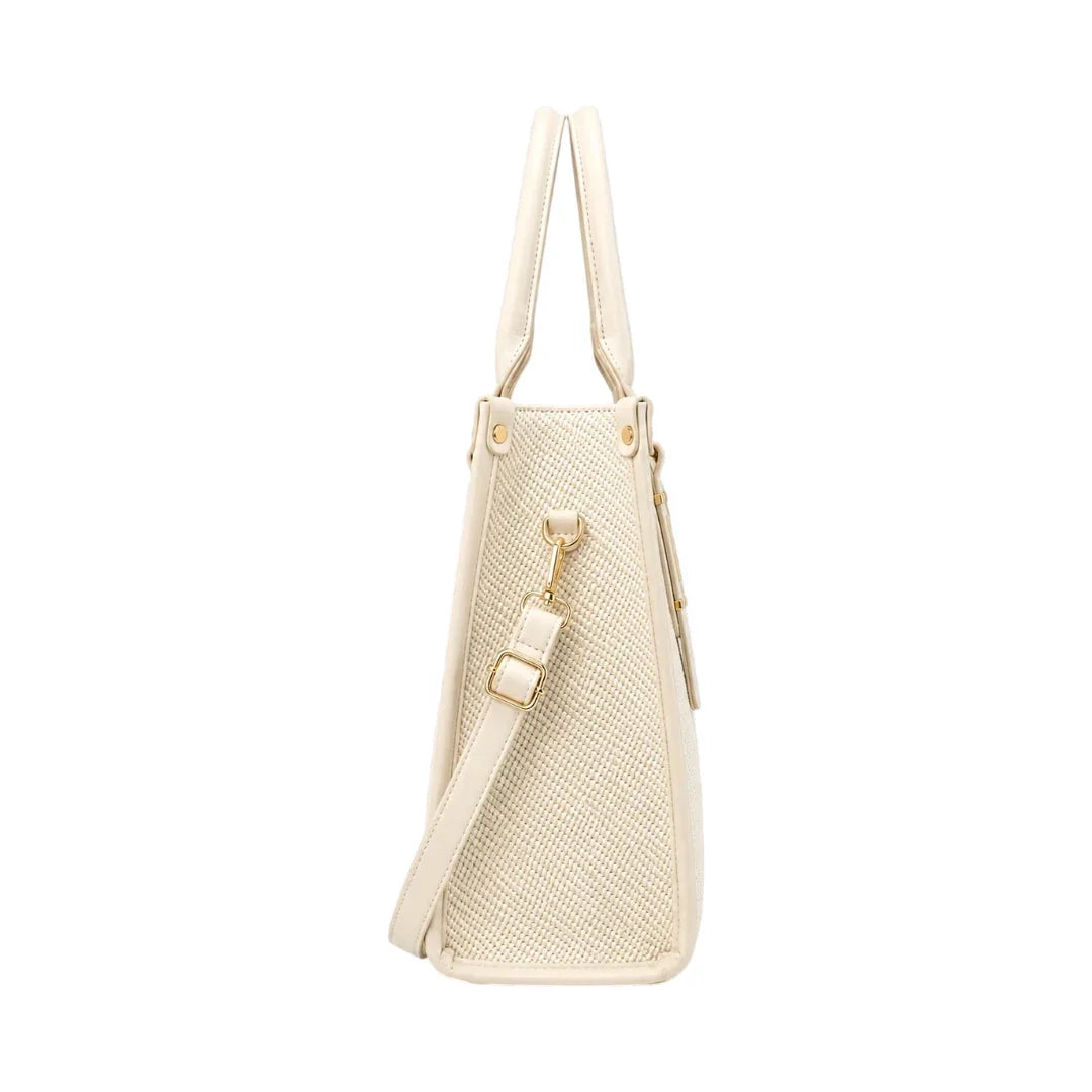 General Birchmark Ivory Textured Shoulder Bag shown in use