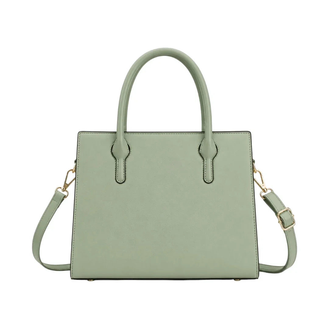 General Birchmark Sage Green Structured Shoulder Bag, straight-on view